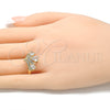 Oro Laminado Multi Stone Ring, Gold Filled Style Teardrop Design, with White Cubic Zirconia, Polished, Golden Finish, 01.221.0007.07 (Size 7)