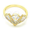 Oro Laminado Multi Stone Ring, Gold Filled Style Teardrop Design, with White Cubic Zirconia, Polished, Golden Finish, 01.221.0007.07 (Size 7)