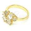 Oro Laminado Multi Stone Ring, Gold Filled Style Teardrop Design, with White Cubic Zirconia, Polished, Golden Finish, 01.221.0010.06 (Size 6)