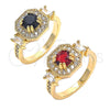 Oro Laminado Multi Stone Ring, Gold Filled Style with Garnet and White Cubic Zirconia, Polished, Golden Finish, 01.221.0013.08 (Size 8)