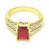 Oro Laminado Multi Stone Ring, Gold Filled Style with Garnet and White Cubic Zirconia, Polished, Golden Finish, 01.221.0014.2.07 (Size 7)