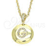 Oro Laminado Fancy Pendant, Gold Filled Style Initials Design, with White Cubic Zirconia, Polished, Golden Finish, 05.341.0007