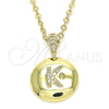 Oro Laminado Fancy Pendant, Gold Filled Style Initials Design, with White Cubic Zirconia, Polished, Golden Finish, 05.341.0017
