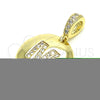 Oro Laminado Fancy Pendant, Gold Filled Style Initials Design, with White Cubic Zirconia, Polished, Golden Finish, 05.341.0020