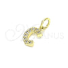Oro Laminado Fancy Pendant, Gold Filled Style Initials Design, with White Cubic Zirconia, Polished, Golden Finish, 05.341.0023