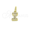 Oro Laminado Fancy Pendant, Gold Filled Style Initials Design, with White Cubic Zirconia, Polished, Golden Finish, 05.341.0029