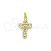 Oro Laminado Fancy Pendant, Gold Filled Style Initials Design, with White Cubic Zirconia, Polished, Golden Finish, 05.341.0037