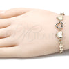 Oro Laminado Fancy Bracelet, Gold Filled Style Heart Design, with Black and White Crystal, Polished, Golden Finish, 03.233.0023.08 (04 MM Thickness, 8 Inches Length)