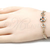Oro Laminado Fancy Bracelet, Gold Filled Style Crown Design, with Black and White Cubic Zirconia, Polished, Golden Finish, 03.233.0026.08 (05 MM Thickness, 8 Inches Length)