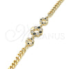 Oro Laminado Fancy Bracelet, Gold Filled Style Crown Design, with Black and White Cubic Zirconia, Polished, Golden Finish, 03.233.0026.08 (05 MM Thickness, 8 Inches Length)