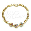 Oro Laminado Fancy Bracelet, Gold Filled Style with Multicolor Cubic Zirconia, Polished, Golden Finish, 03.233.0030.08 (05 MM Thickness, 8 Inches Length)