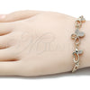 Oro Laminado Fancy Bracelet, Gold Filled Style Butterfly Design, with White Cubic Zirconia, Polished, Golden Finish, 03.233.0037.08 (04 MM Thickness, 8 Inches Length)