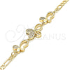 Oro Laminado Fancy Bracelet, Gold Filled Style Butterfly Design, with White Cubic Zirconia, Polished, Golden Finish, 03.233.0037.08 (04 MM Thickness, 8 Inches Length)
