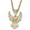 Oro Laminado Fancy Pendant, Gold Filled Style Eagle Design, Polished, Golden Finish, 05.351.0072