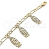 Oro Laminado Charm Bracelet, Gold Filled Style Guadalupe Design, Polished, Golden Finish, 03.351.0085.07 (05 MM Thickness, 7 Inches Length)