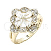 Oro Laminado Multi Stone Ring, Gold Filled Style Flower Design, with White Cubic Zirconia, Polished, Golden Finish, 01.210.0093.07 (Size 7)