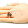 Oro Laminado Multi Stone Ring, Gold Filled Style with Ruby and Dark Amethyst Cubic Zirconia, Polished, Golden Finish, 01.210.0094.1.08 (Size 8)