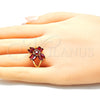Oro Laminado Multi Stone Ring, Gold Filled Style Baguette Design, with Ruby Cubic Zirconia, Polished, Golden Finish, 01.210.0095.1.06 (Size 6)