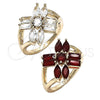 Oro Laminado Multi Stone Ring, Gold Filled Style with Ruby Cubic Zirconia, Polished, Golden Finish, 01.210.0095.1.07 (Size 7)