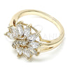 Oro Laminado Multi Stone Ring, Gold Filled Style Flower Design, with White Cubic Zirconia, Polished, Golden Finish, 01.210.0097.08 (Size 8)