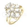 Oro Laminado Multi Stone Ring, Gold Filled Style with White Cubic Zirconia, Polished, Golden Finish, 01.210.0099.07 (Size 7)