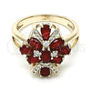Oro Laminado Multi Stone Ring, Gold Filled Style with Ruby and White Cubic Zirconia, Polished, Golden Finish, 01.210.0099.1.06 (Size 6)