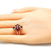 Oro Laminado Multi Stone Ring, Gold Filled Style with Ruby and White Cubic Zirconia, Polished, Golden Finish, 01.210.0099.1.07 (Size 7)