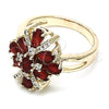 Oro Laminado Multi Stone Ring, Gold Filled Style with Ruby and White Cubic Zirconia, Polished, Golden Finish, 01.210.0099.1.08 (Size 8)