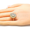 Oro Laminado Multi Stone Ring, Gold Filled Style Baguette Design, with White Cubic Zirconia, Polished, Golden Finish, 01.210.0100.08 (Size 8)