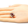 Oro Laminado Multi Stone Ring, Gold Filled Style with Ruby Crystal and White Cubic Zirconia, Polished, Golden Finish, 01.210.0101.1.06 (Size 6)