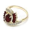 Oro Laminado Multi Stone Ring, Gold Filled Style with Ruby Crystal and White Cubic Zirconia, Polished, Golden Finish, 01.210.0101.1.06 (Size 6)
