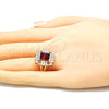 Oro Laminado Multi Stone Ring, Gold Filled Style with Ruby and White Cubic Zirconia, Polished, Golden Finish, 01.210.0102.1.06 (Size 6)