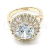 Oro Laminado Multi Stone Ring, Gold Filled Style Baguette Design, with White Cubic Zirconia, Polished, Golden Finish, 01.210.0103.07 (Size 7)