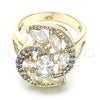 Oro Laminado Multi Stone Ring, Gold Filled Style with White Cubic Zirconia, Polished, Golden Finish, 01.210.0107.07 (Size 7)