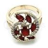 Oro Laminado Multi Stone Ring, Gold Filled Style with Ruby and White Cubic Zirconia, Polished, Golden Finish, 01.210.0107.1.08 (Size 8)