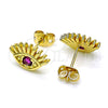 Oro Laminado Stud Earring, Gold Filled Style Evil Eye Design, with Ruby Cubic Zirconia, Polished, Golden Finish, 02.341.0028.3