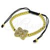Oro Laminado Fancy Bracelet, Gold Filled Style Ball Design, with White Micro Pave, Polished, Golden Finish, 03.362.0014.11 (04 MM Thickness, 11 Inches Length)