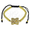 Oro Laminado Fancy Bracelet, Gold Filled Style Ball Design, with White Micro Pave, Polished, Golden Finish, 03.362.0014.11 (04 MM Thickness, 11 Inches Length)
