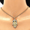 Oro Laminado Fancy Pendant, Gold Filled Style Owl Design, with Black and White Crystal, Polished, Golden Finish, 05.213.0069