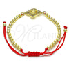 Oro Laminado Fancy Bracelet, Gold Filled Style Guadalupe and Ball Design, with White Micro Pave, Polished, Golden Finish, 03.207.0110.11 (04 MM Thickness, 11 Inches Length)