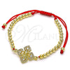 Oro Laminado Fancy Bracelet, Gold Filled Style Guadalupe and Ball Design, with White Micro Pave, Polished, Golden Finish, 03.207.0110.11 (04 MM Thickness, 11 Inches Length)