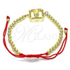 Oro Laminado Fancy Bracelet, Gold Filled Style Guadalupe and Ball Design, with White Micro Pave, Polished, Golden Finish, 03.207.0112.11 (04 MM Thickness, 11 Inches Length)