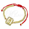 Oro Laminado Fancy Bracelet, Gold Filled Style Guadalupe and Ball Design, with White Micro Pave, Polished, Golden Finish, 03.207.0112.11 (04 MM Thickness, 11 Inches Length)