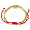 Oro Laminado Fancy Bracelet, Gold Filled Style Heart and Ball Design, with White Micro Pave, Polished, Golden Finish, 03.207.0024.11 (04 MM Thickness, 11 Inches Length)