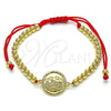 Oro Laminado Fancy Bracelet, Gold Filled Style Heart and Ball Design, with White Micro Pave, Polished, Golden Finish, 03.207.0024.11 (04 MM Thickness, 11 Inches Length)