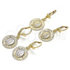 Oro Laminado Dangle Earring, Gold Filled Style Guadalupe Design, Diamond Cutting Finish, Golden Finish, 02.351.0065