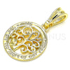 Oro Laminado Fancy Pendant, Gold Filled Style Tree and Heart Design, Polished, Golden Finish, 05.351.0078