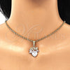 Oro Laminado Fancy Pendant, Gold Filled Style Love and Heart Design, Polished, Tricolor, 05.351.0080