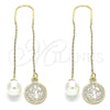 Oro Laminado Threader Earring, Gold Filled Style San Benito Design, Polished, Golden Finish, 02.351.0096