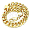 Oro Laminado Basic Bracelet, Gold Filled Style Miami Cuban Design, Polished, Golden Finish, 5.223.010.07 (08 MM Thickness, 7 Inches Length)